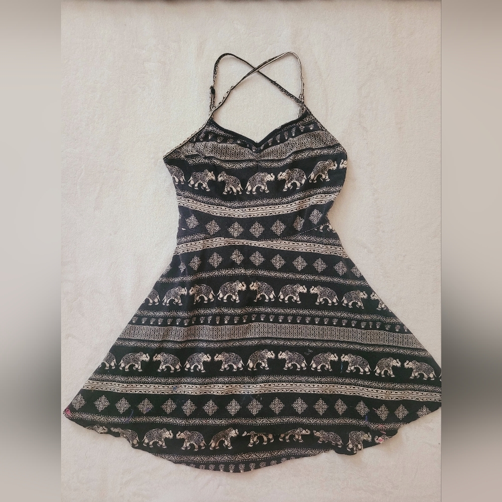 Navy Elephant Pattern Dress